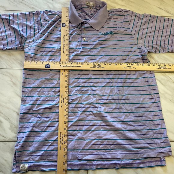 Peter Millar Cotton Purple Blue Green Stripe Golf Polo The Breakers XL - Picture 6 of 6